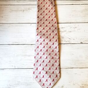 Vintage Varsity Vests Silk Handmade Alabama Crimson Tide Repeating Long Neck Tie